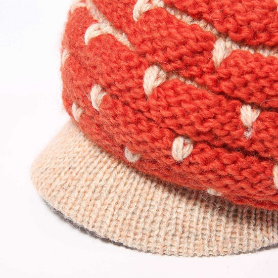 Middle-aged Women Winter Weaving Thicken Knit Beret Caps Outdoor Earmuffs Beanie Cap