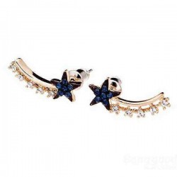 Multicolor Gold Plated Pentagram Rhinestone Ear Stud Earring For Women
