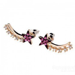 Multicolor Gold Plated Pentagram Rhinestone Ear Stud Earring For Women