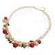 Multilayer Ball Crystal Leaf Pearl Choker Statement Necklace For Women