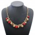 Multilayer Ball Crystal Leaf Pearl Choker Statement Necklace For Women