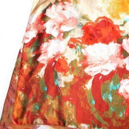 Oil Painting Style Lotus Pattern Scarf Shawl