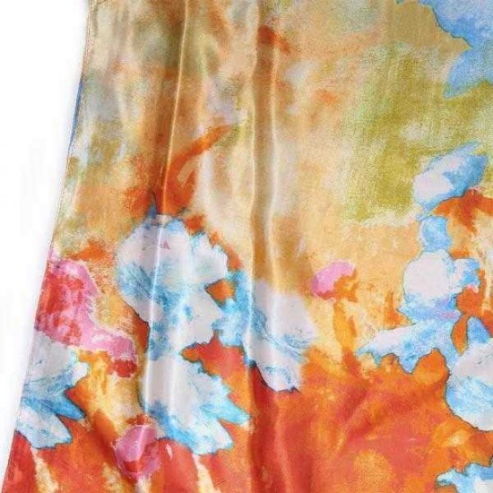 Oil Painting Style Lotus Pattern Scarf Shawl