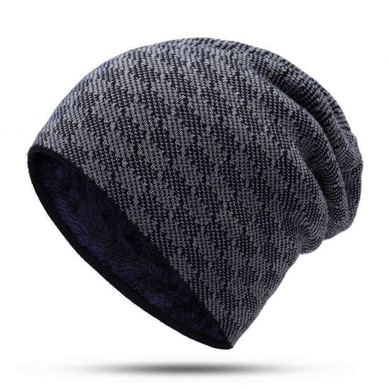 Outdoor Cycling Ski Earmuffs Knit Hat Men Women Winter Plush Thick Beanie Cap