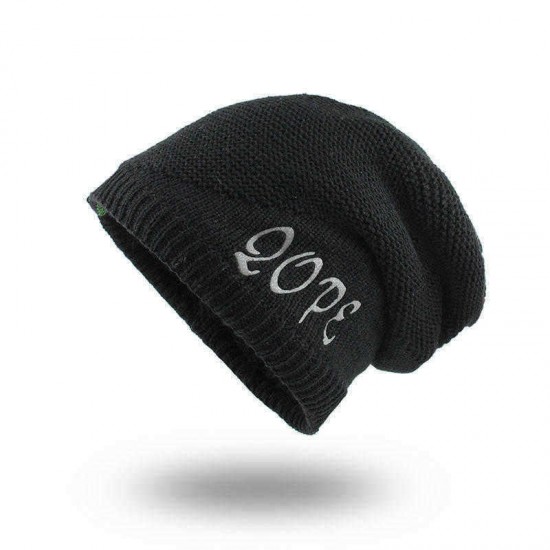 Outdoor Men Women Winter Letter Earmuffs Knit Plush Beanie Hat Ski Skull Cap