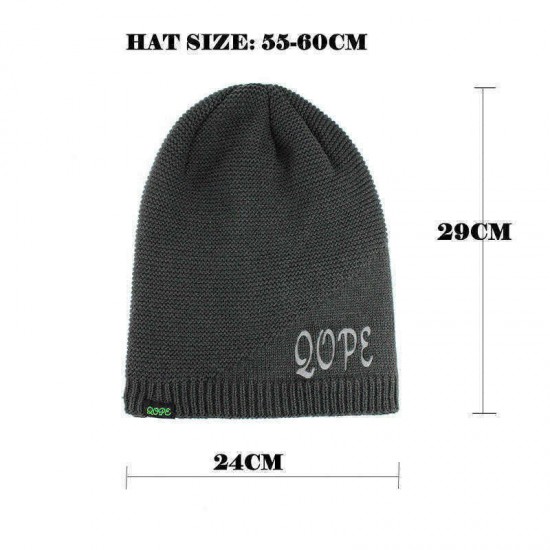 Outdoor Men Women Winter Letter Earmuffs Knit Plush Beanie Hat Ski Skull Cap