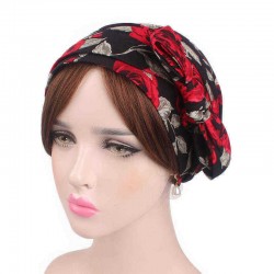 Outdoor Vintage Idyllic Floral Headscarf Cap Beanie Bohemia Ethnic Turban Hat for Women