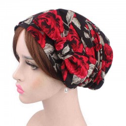 Outdoor Vintage Idyllic Floral Headscarf Cap Beanie Bohemia Ethnic Turban Hat for Women