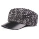 Outdoor Winter Woolen Blending Beret Caps Plaid Thicken Warm Peaked Cap for Women