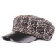 Outdoor Winter Woolen Blending Beret Caps Plaid Thicken Warm Peaked Cap for Women