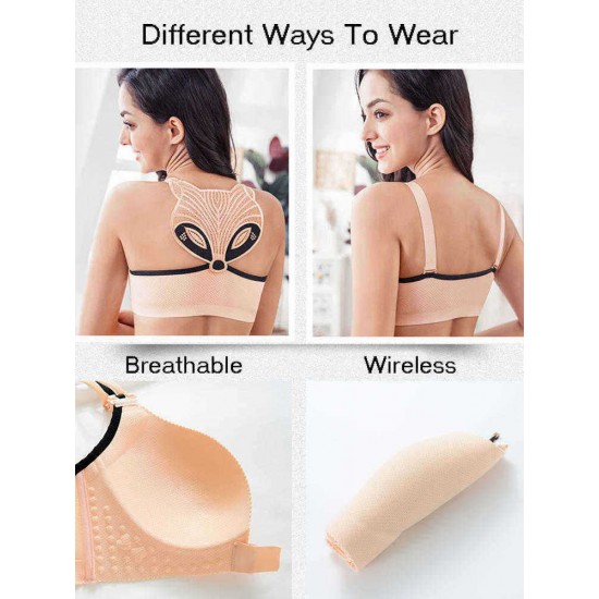 Plus Size Front Closure Strappy Gather Breathable Bra Plus Size Front Closure Strappy Gather Breathable Bra