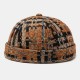 Plush Soft Fabric Plaid Stitching Hat Skull Caps Brimless Hats