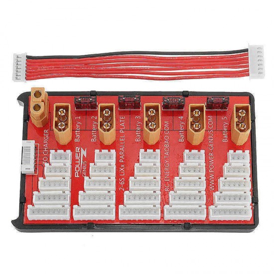 Power Genius PG Parallel Charging Board Supports 5 Packs of 2-6S Lipo Battery XT60 T Plug