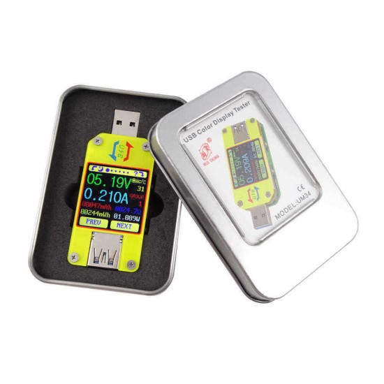 RIDEN® UM34/UM34C For APP USB 3.0 Type-C DC Voltmeter Ammeter Voltage Current Meter Battery Charge Measure Cable Resistance Tester RIDEN® UM34/UM34C For APP USB 3.0 Type-C DC Voltmeter Ammeter Voltage Current Meter Battery Charge Measure Cable Resistance Tester