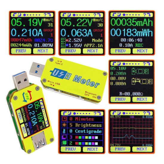 RIDEN® UM34/UM34C For APP USB 3.0 Type-C DC Voltmeter Ammeter Voltage Current Meter Battery Charge Measure Cable Resistance Tester RIDEN® UM34/UM34C For APP USB 3.0 Type-C DC Voltmeter Ammeter Voltage Current Meter Battery Charge Measure Cable Resistance Tester