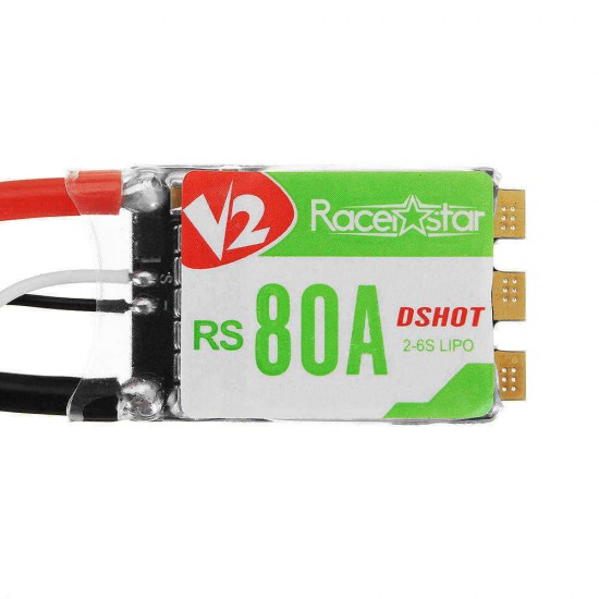 Racerstar RS80A V2 80A BLheli_S BB2 2-6S DShot600 Ready Brushless ESC Built-in LED RGB for RC Drone FPV Racing