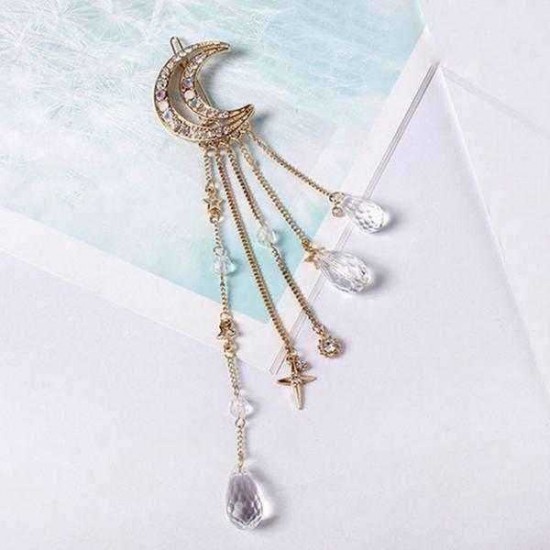 Retro Diamond Tassels Crescent Hairpin Stars Pendant Hair Accessories for Women