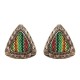 Retro Ethnic Colorful Cloth Triangle Alloy Ear Stud Women Earrings