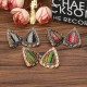 Retro Ethnic Colorful Cloth Triangle Alloy Ear Stud Women Earrings