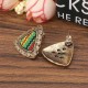 Retro Ethnic Colorful Cloth Triangle Alloy Ear Stud Women Earrings