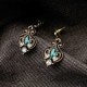 Retro Peach Heart Elegant Earring Green Gem Ear Drop For Women