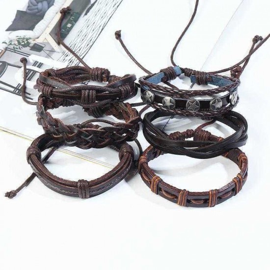 Retro Woven Leather Bracelet Multi Layer Bracelet Brown Bracelet For Men