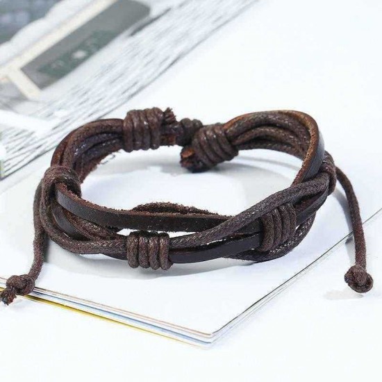 Retro Woven Leather Bracelet Multi Layer Bracelet Brown Bracelet For Men