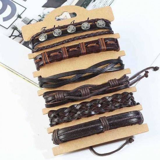 Retro Woven Leather Bracelet Multi Layer Bracelet Brown Bracelet For Men