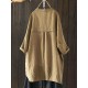 S-5XL Women Long Sleeve Button Down Cotton Asymmetric Vintage Blouse