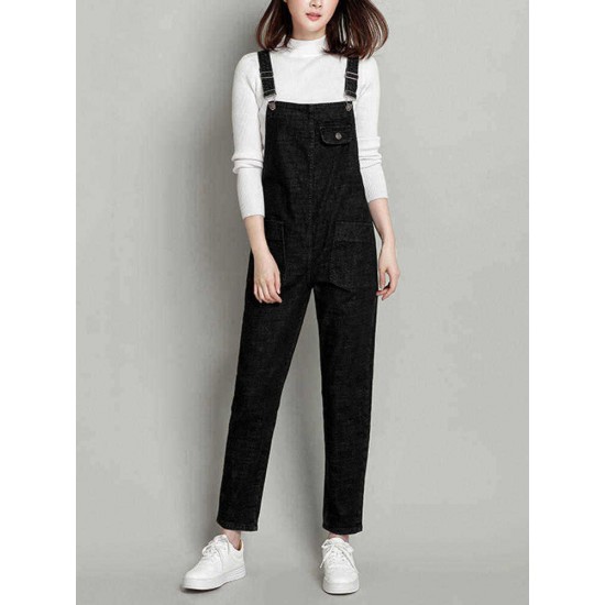 S-6XL Casual Women Denim Pockets Jumpsuit Playsuit