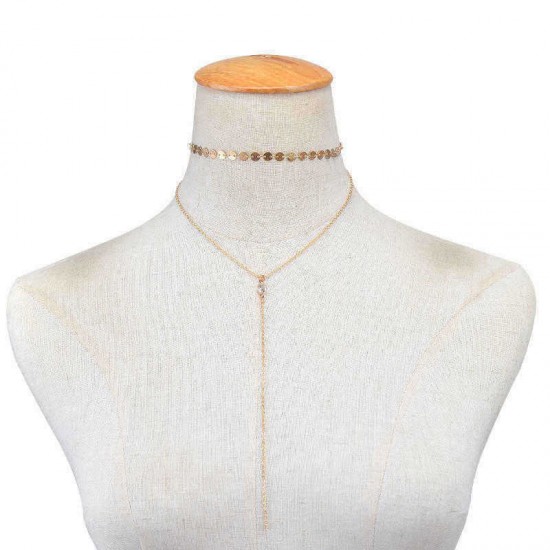 Simple Crystal Necklace Sequins Clavicle Chain Women Choker