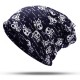 Skull Pattern Double Layers Headgear Beanie Hat Dual-Use Hip-Hop Dance Hat Scarf