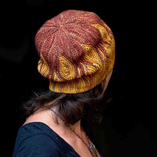 Slouchy Beanie Hat Knitting Pattern Ethnic Skullcap Cap