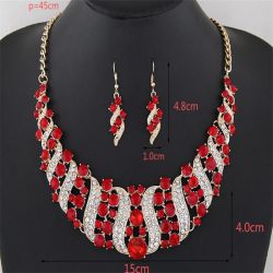Statement Jewelry Set Colorful Rhinestone Corkscrew Spin Pendant Fashion Necklace Earrings for Women