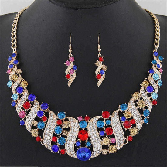 Statement Jewelry Set Colorful Rhinestone Corkscrew Spin Pendant Fashion Necklace Earrings for Women Statement Jewelry Set Colorful Rhinestone Corkscrew Spin Pendant Fashion Necklace Earrings for Women