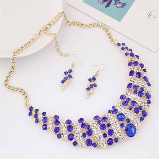 Statement Jewelry Set Colorful Rhinestone Corkscrew Spin Pendant Fashion Necklace Earrings for Women Statement Jewelry Set Colorful Rhinestone Corkscrew Spin Pendant Fashion Necklace Earrings for Women