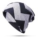 Stripe Slouchy Beanie Cap Scarf Outdoor Print Double Layers Cotton Turban Hat