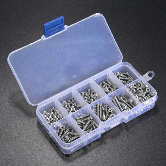 Suleve™ M3SS1 M3 Stainless Hex Socket Button Head Screws Allen bolt Nut Assortment Kit 340pcs