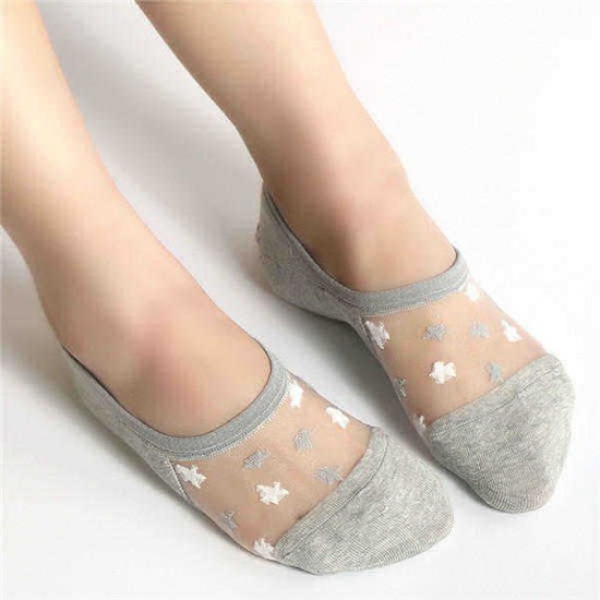 Summer Glass Crystal Silk Breathable Boat Socks For Women Thin Casual Short Socks