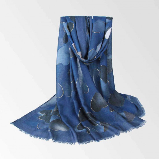 Summer Linen Breathable Heart-Shaped Printed Scarf Vintage Women Outdoor Shawl