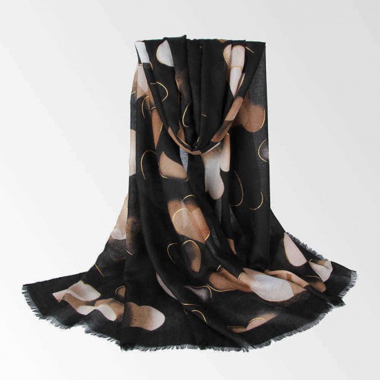 Summer Linen Breathable Heart-Shaped Printed Scarf Vintage Women Outdoor Shawl