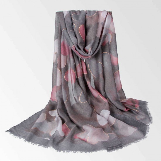 Summer Linen Breathable Heart-Shaped Printed Scarf Vintage Women Outdoor Shawl