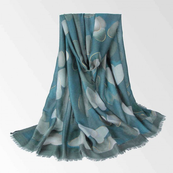 Summer Linen Breathable Heart-Shaped Printed Scarf Vintage Women Outdoor Shawl