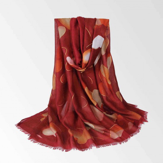 Summer Linen Breathable Heart-Shaped Printed Scarf Vintage Women Outdoor Shawl