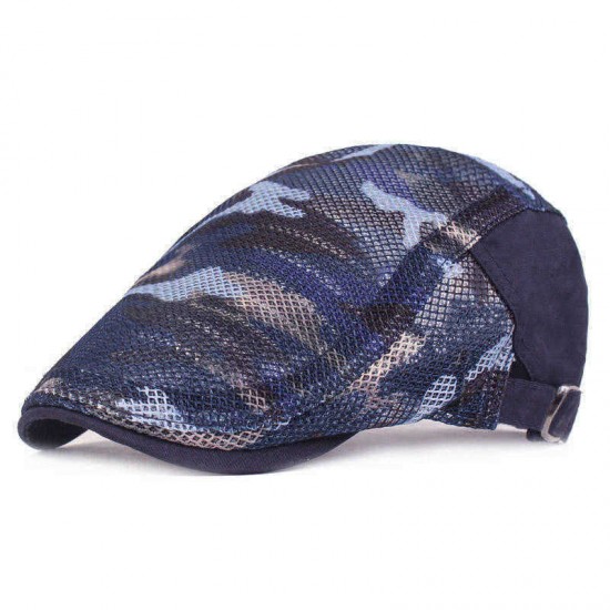 Summer Mesh Beret Caps Camouflage Forward Caps Outdoor Travel Hats Plaid Retro Hat