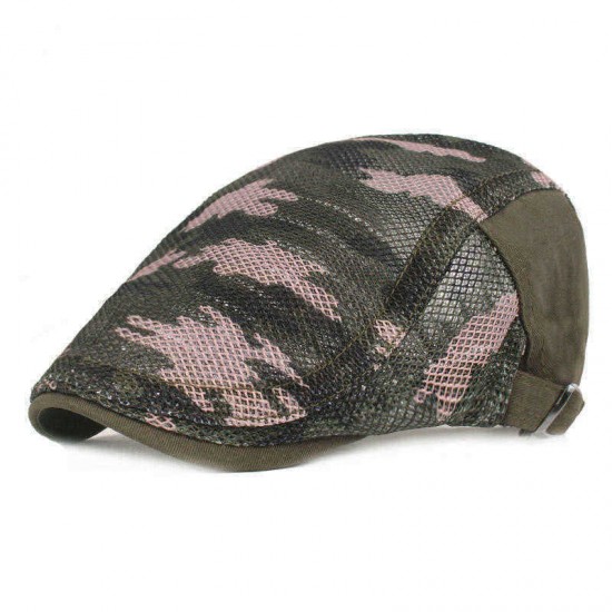 Summer Mesh Beret Caps Camouflage Forward Caps Outdoor Travel Hats Plaid Retro Hat