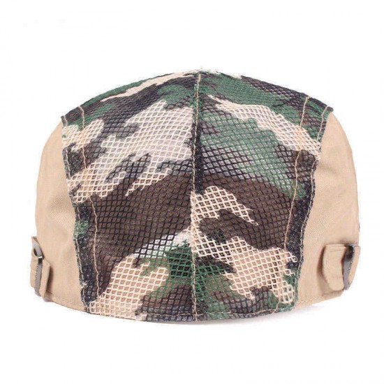 Summer Mesh Beret Caps Camouflage Forward Caps Outdoor Travel Hats Plaid Retro Hat