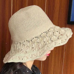 Summer Women Hole Breathable Bucket Hats Outdoor Wide Brim Sunscreen Sun Hat