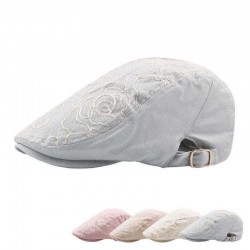 Summer Womens Embroidered Printting Beret Caps Adjustable Ivy Gatsby Visor Hat