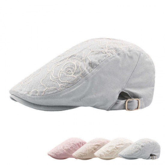 Summer Womens Embroidered Printting Beret Caps Adjustable Ivy Gatsby Visor Hat